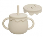 Beebi sn&auml;kitops / k&otilde;rrega joogitops silikoonist, 3in1