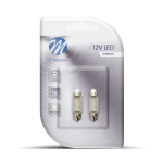 Blister 2x LED L043W - C5W 36mm 4LED 3mm valge M-TECH LED pirnid