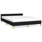vidaXL voodiraam peatsiga, must, 140x190 cm, kangas, Juoda