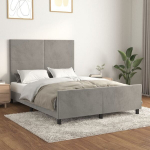 vidaXL voodiraam peatsiga, helehall, 140x200 cm, samet