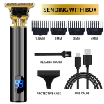 Metallist juhtmevaba juukse- ja habemetrimmer-pardel LIVMAN VINTAGE T9, LCD-ekraaniga