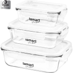 Lamart Air toidu s&auml;ilituskonteinerite komplekt, 3tk (370/640/1040 ml)