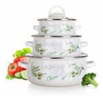 6-osaline emailitud pottide komplekt, OLIVE