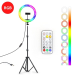 Rgb Led ring, r&otilde;ngaslamp, 10 -tolline r&otilde;ngaslamp koos alusega, telefonihoidik ja juhtmevaba kaugjuhtimispult