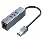 Premium adapter USB 3.0 &ndash; USB 3.0 (3 Ports) + RJ45, 0,15 m