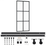 vidaXL liuguks riistvarakomplektiga, ESG klaas ja alumiinium, 90 x 205cm, Juoda