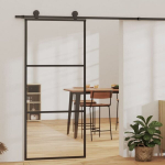 vidaXL liuguks, ESG-klaas ja alumiinium, 90x205 cm, must