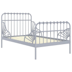 vidaXL pikendatav voodiraam, hall, metall, 80 x 130/200 cm