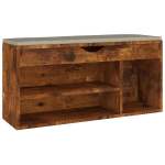 Jalatsipink padjaga vidaXL, suitsutatud tamm, 104 x 30 x 49 cm, Ruda