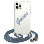 Guess Case iPhone 12 / 12 Pro 6.1 GUHCP12MCRTVSBL sinine k&otilde;va&uuml;mbris Script Vintage jaoks