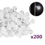 vidaXL haldjatulede kett 20 m, 200 LEDi, k&uuml;lm valge, 8 funktsiooni