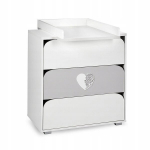 Kummut koos m&auml;hkimisalusega Klupś Nel Heart, valge/hall