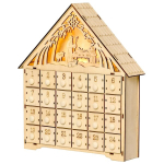 Advendikalender LED-valgustusega, 24 sahtlit, j&otilde;uluvaade, 26,6x6x30 cm, puiduimitatsiooniga