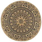 vidaXL k&auml;sitsi valmistatud džuutvaip tumesinise mustriga, 120 cm, Pruun