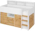 Voodi koos kirjutuslauaga Neo P, valge/helepruun