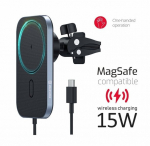 Telefonihoidja Toetust mobiiltelefonile - SWISSTEN - Magnetiline - Traadita laadimine 15W - &Uuml;hilduv MagSafe - Must