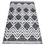 Vaip MAROC P642 Roma Zigzag hall / valge Tupsud berberi Maroko shaggy