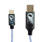 Helendav laadimiskaabel Lazerbuilt Batman pistikutega USB A-C, 1,2 m pikkune