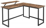 Songmics COMPUTERDESK/RUSTICBROWN+BLACK/140X130X76/91