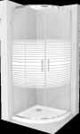 Poolringikujuline du&scaron;ikabiin Mexen Rio F aluse ja sifooniga, poolmatt, Chrome+White/Chrome, 90 x 90 cm
