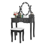 Kosmeetikalaud KS165LED light pehme tooliga, must