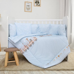Lorelli laste voodipesukomplekt Lily Train Blue, 60x120 cm, 7-osaline