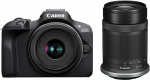 Canon EOS R100 - Digital camera - mirrorless - 24.1 MP - APS-C - 4K / 29.97 fps - 2.5x optical zoom RF-S 18-45mm F4.5-6.3 IS STM lens, 55-210mm F5.0-7.1 IS STM lens - Wi-Fi, Bluetooth - black