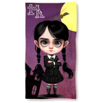Gothic Girl Wednesday puuvillane rannar&auml;tik 70&times;140 cm &ndash; tume gooti / dark academy stiil