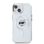 Karl Lagerfeld IML Metal Choupette pea MagSafe kate, m&otilde;eldud iPhone 15-le &ndash; valge