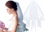 Juustele White Double Wedding Veil 80 cm koos trimmiga