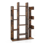 Costway puukujuline raamaturiiul 13 avatud kambriga hoiuriiul Puidust riiul 86 x 24,5 x 141 cm pruun