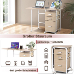 Costway kokkupandav arvutilaud 3 sahtliga kirjutuslaud 105 x 50 x 75 cm naturaalne