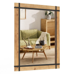 Costway dekoratiivne rippseina peegel seinale paigaldatav talumaja stiil 77 x 99,5 cm naturaalne