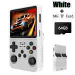 M&auml;ngukonsool R36S Retro pihuarvutiga videom&auml;ngukonsool Linuxi s&uuml;steem 3,5 tolli IPS-ekraaniga kaasaskantav taskuvideopleier 64 GB 10000+ m&auml;ngud, Baltas 64G