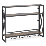 Costway 3-astmeline metallist seinaga veiniriiul, pruun