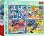Trefl Puzzle 4 x 250 tk Ebatavaline Stitch v&auml;rviline puzzle