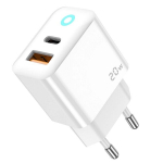 Jellico EU11 20W PD GaN &Uuml;likompaktne Kiire Laadija USB-C (5-12V) / USB 3A Valge