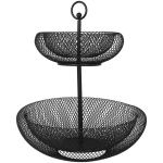 Kahekihiline metallist korv puuviljadele ja leivale, must