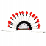 Suled peakate indiaani pealik punased ja valged suled maskeerivad karnevali