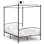 vidaXL baldahhiiniga voodiraam, must, metall, 120 x 200 cm, Juoda