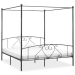 vidaXL baldahhiiniga voodiraam, hall, metall, 180 x 200 cm, Pilka