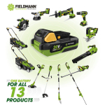 Cordless lawnmower - FIELDMANN - 20V - Cutting 37 cm - Max height 75 mm - Battery and charger not included