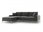 Pehme nurgadiivan Mazzini Sofas Madara, veluur, tumehall/kuldne v&auml;rv