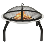 vidaXL kaks &uuml;hes tulease ja grill, 56 x 56 x 49 cm, roostevaba teras