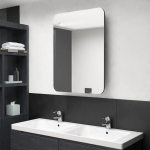 vidaXL LED vannitoa peegelkapp, s&auml;ravhall, 60x11x80 cm