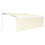 vidaXL k&auml;sitsi sisset&otilde;mmatav varikatus rulooga, 4 x 3 m, kreemjas