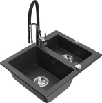 Graniidist k&ouml;&ouml;givalamu Mexen Carlos koos segisti ja sifooniga, Black granite+Black/Chrome