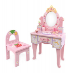 Laste puidust riietuslaud koos tooliga v&auml;ikestele printsessidele