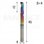 Spiraalne frees alumiiniumile Cnc 1p 4*4*12*45 Vhm (huhao)