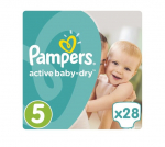 M&auml;hkmed Pampers Active Baby-Dry 5 (11-18 kg), 28 tk.